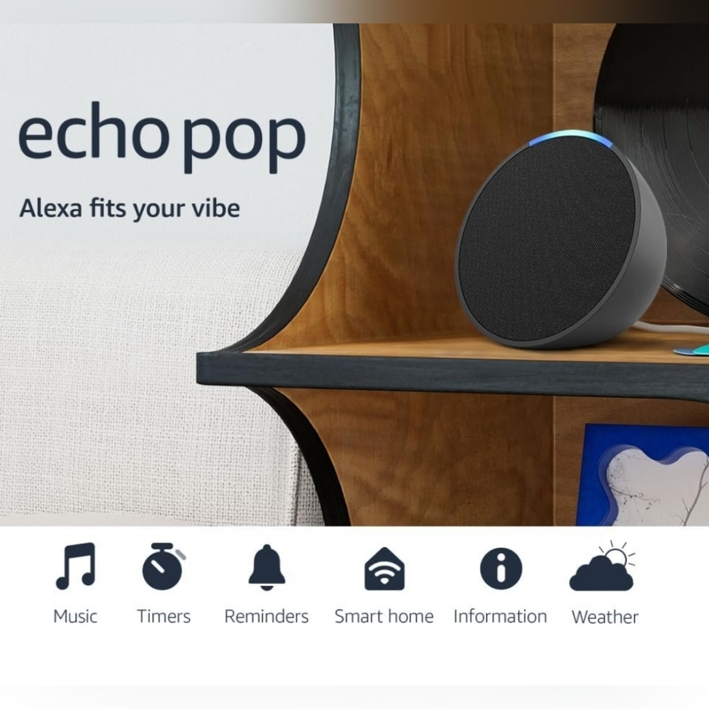 Amazon sealed Echo Pop Full sound compact smart speaker with Alexa Charcoal This